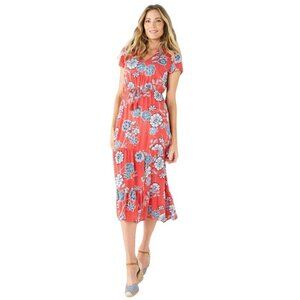 Sonoma Goods For Life Women Dress 4X Summer Floral Short Sleeve Tiered Midi Boho